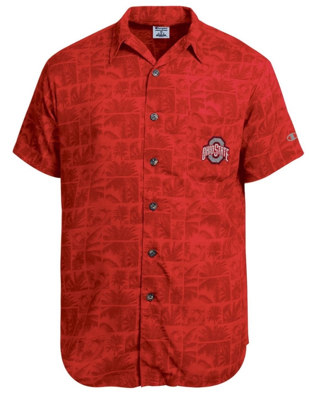 NWT Champion Ohio State Buckeyes Hawaiian Shirt Medium Red NCAA Red